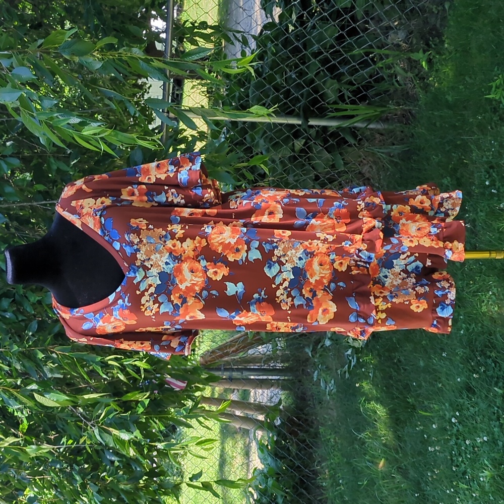 Rust colored floral dress
